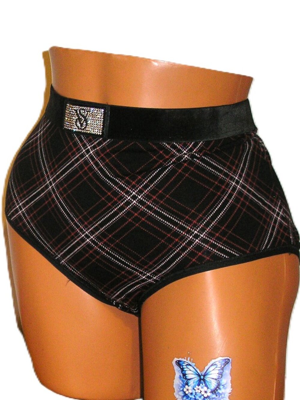 Victoria's Secret Black Plaid Brief Slip Panties Lingerie Large
